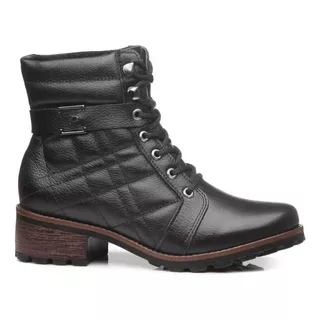 Bota Coturno Pegada Feminino Couro Moderna Confort Tratorada