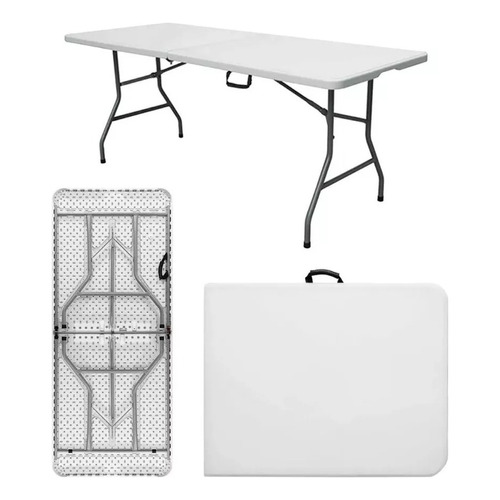 Mesa de exterior Garden Life Picnic de polipropileno/hierro color blanco