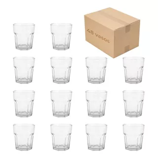 48 Vasos Vidrio Simil Bristol Durax Bajo Whisky 350 Cc Color Transparente