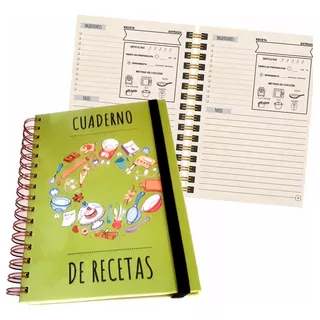 Recetario Cuaderno Para 200 Recetas De Cocina A5 Premium