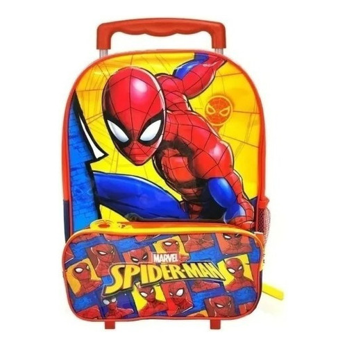 Mochila Carro Spiderman 16 Pulgadas Wabro 10166 Color Rojo