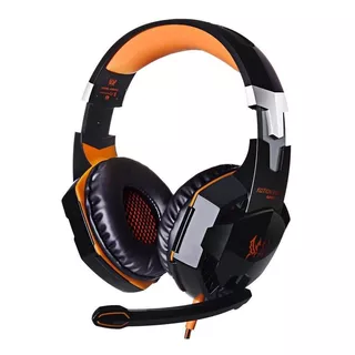 Audífonos Gamer Kotion Gamer G2000 Negro Y Naranja Con Luz Led