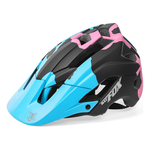 Casco De Seguridad Para Bicicleta De Montaña Batfox Riding Color Azul/rosa Talla L(56-62cm)