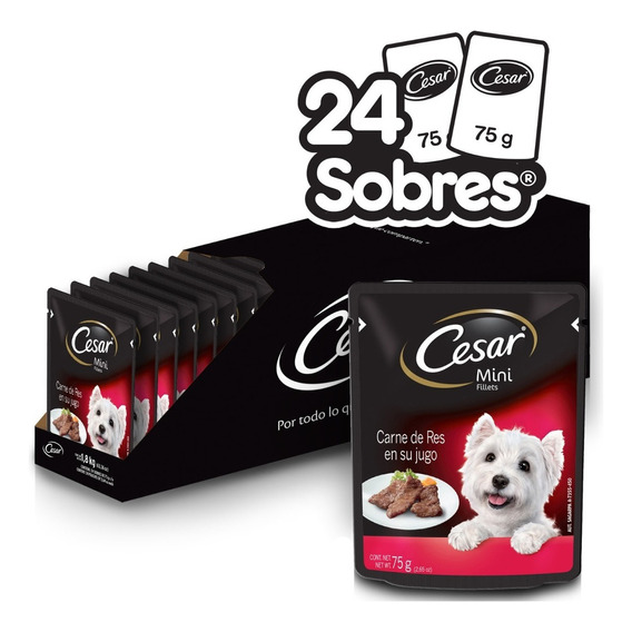 Cesar Sobres Para Perros Sabor Res 24 Pack