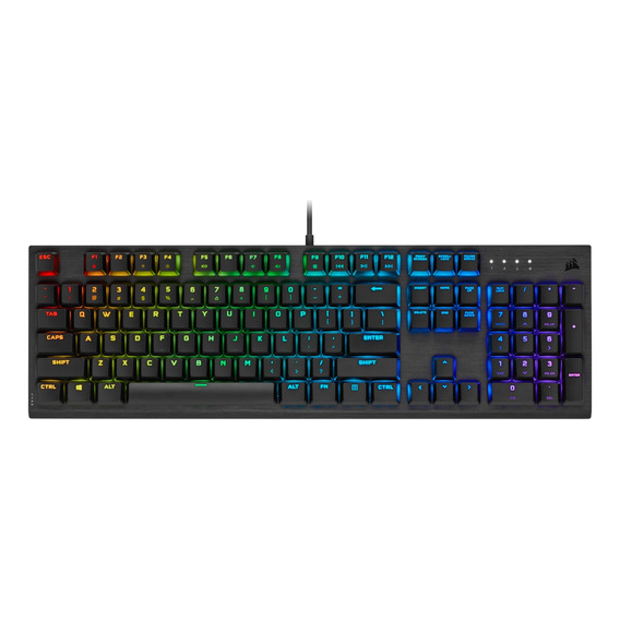 Teclado gamer Corsair K60 RGB PRO Low Profile QWERTY español color negro con luz RGB