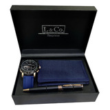 Reloj Pulsera L&co. Timepieces Con Correa De Silicona Color Azul Marino - Fondo Negro