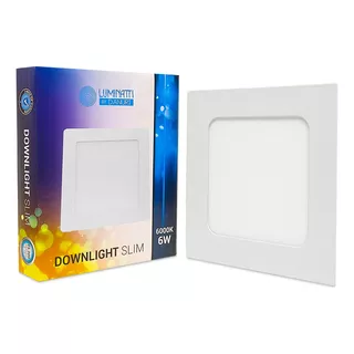 Kit 5 Painel Luminária Led Slim Embutir Quadrado 6w 6000k