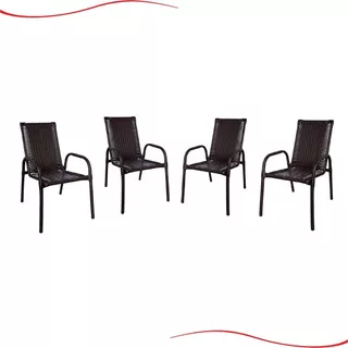 4 Cadeiras De Varanda Area Externa De Junco Encosto Baixo