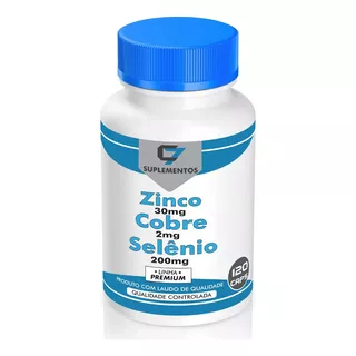 Zinc 30mg + Cobre 2mg + Selenio Quelato 200mcg 120 Capsulas