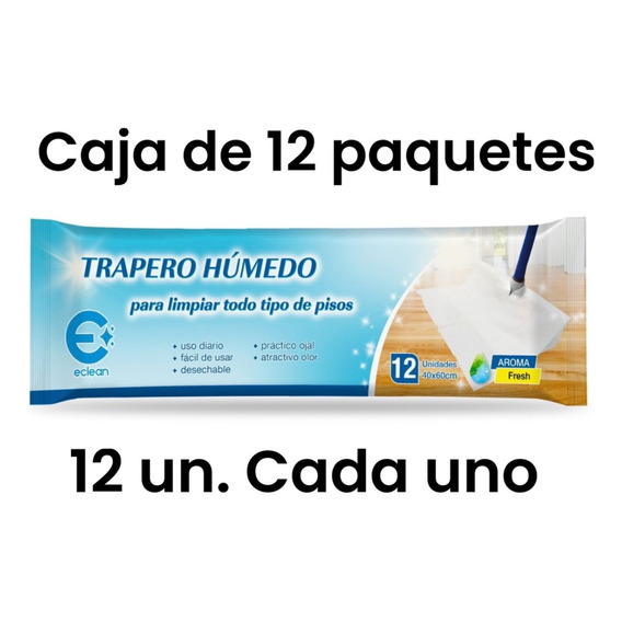 Caja De 12 Eclean Traperos Humedos 12 Unidades - Aroma Fresh