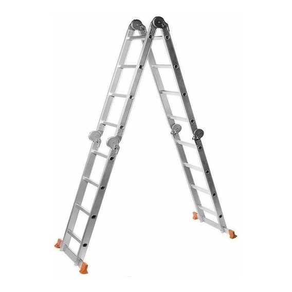 Escalera de aluminio multipropósito Lüsqtoff LE400 plateada