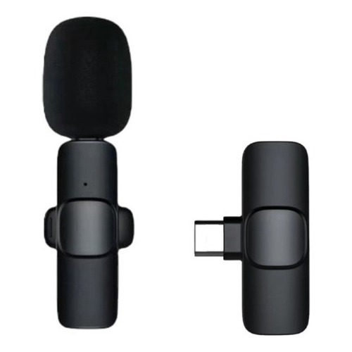 Microfono Corbatero Inalambrico Para Celular Tablet Tipo C Color Negro