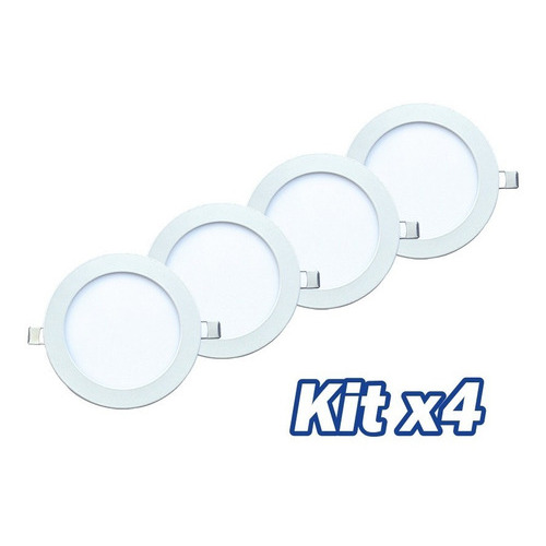 Kit X Und Panel Led Redondo Fullwat Incrustar  9w 6500k Color Blanco 110v/220v