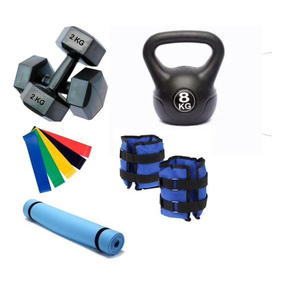 Set Kit Ejercicio Entrenamiento Pesa Rusa 8 Kilos Bandas