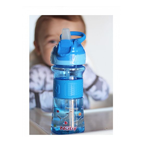 Mamaderas Nuby Thirsty Kids Push Button Flip-it Soft Spout O Color Azul