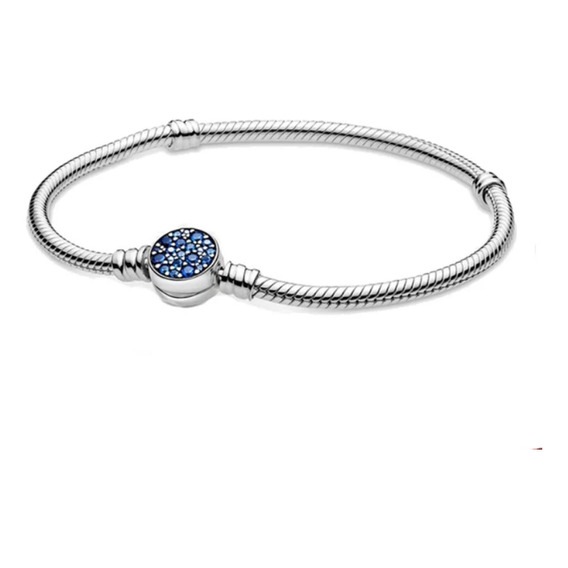 Pulsera Pandora Moments Disco Azul Brazalete Snake Broche