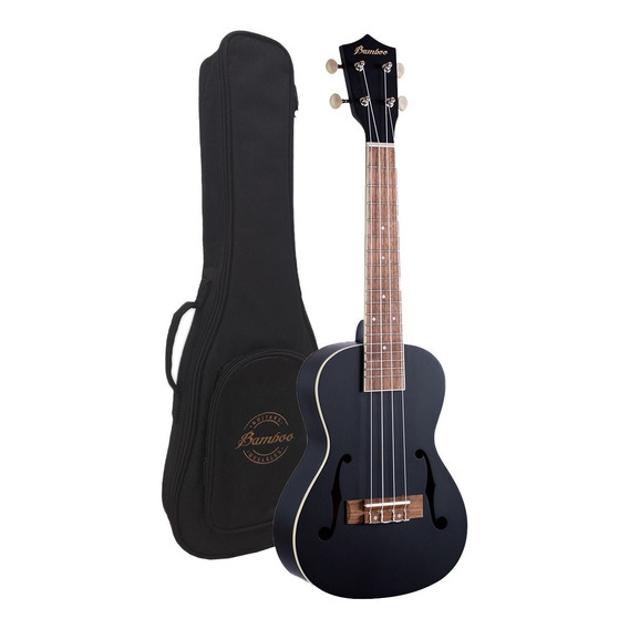 Ukelele Negro Concierto Bamboo U-23 Violin Con Funda Y Pua