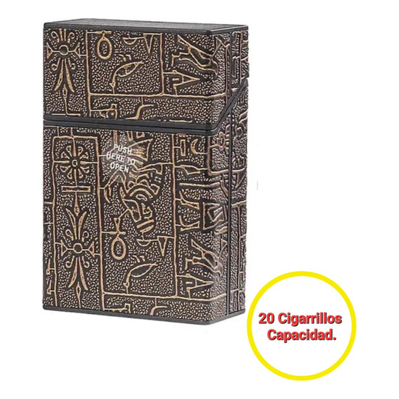 Cigarrera Resina Diseño Egipcio,cierre Automático,20cigarros