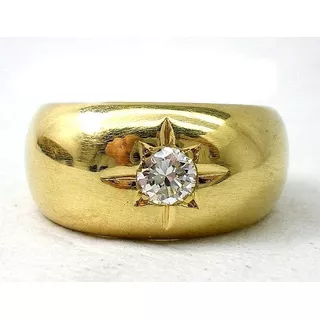  Anillo Solitario De Oro 18 Kt Y Brillante Goldantiques