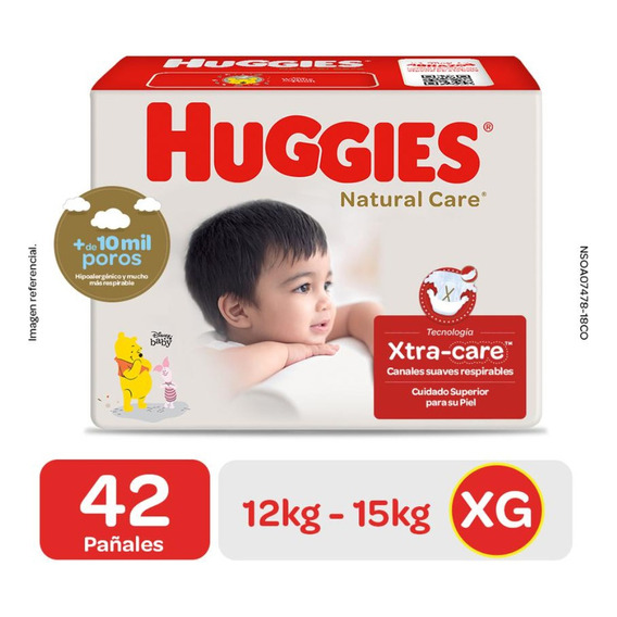 Pañales Huggies Natural Care Talla Xg 42 Unidades