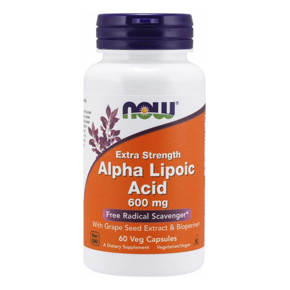 Ácido alfa lipóico, 600 mg, Now Foods, 60 cápsulas vegetarianas