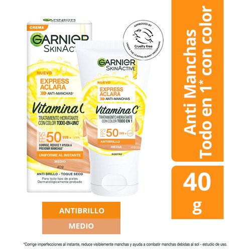 Tratamiento Hidratante Con Color Garnier Skin Active - 40gr