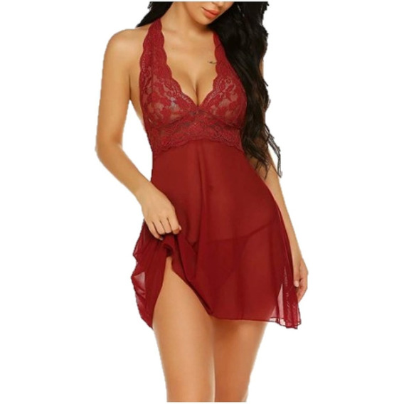 Baby Doll Sexy Escote Transparente