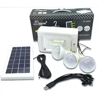 Planta Solar Portatil + Bombillos Camping Usb Linterna Mnr