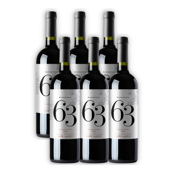 Vino Mastrantonio 63 Premium Malbec X6u 750ml Valle De Uco