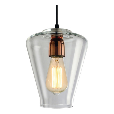 Colgante 2 Luces Cristal Transparente Vintage Cobre Apto Led