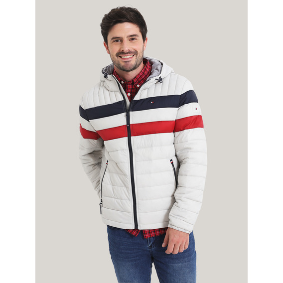 Parka Weight Quilted Colorblock Blanco Tommy Hilfiger