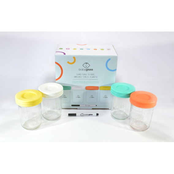 Set Babyglass 4 Contenedores De Vidrio De 240 Ml