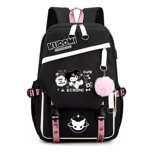 Mochila Escolar Kuromi Melody De Gran Capacidad Color Negro