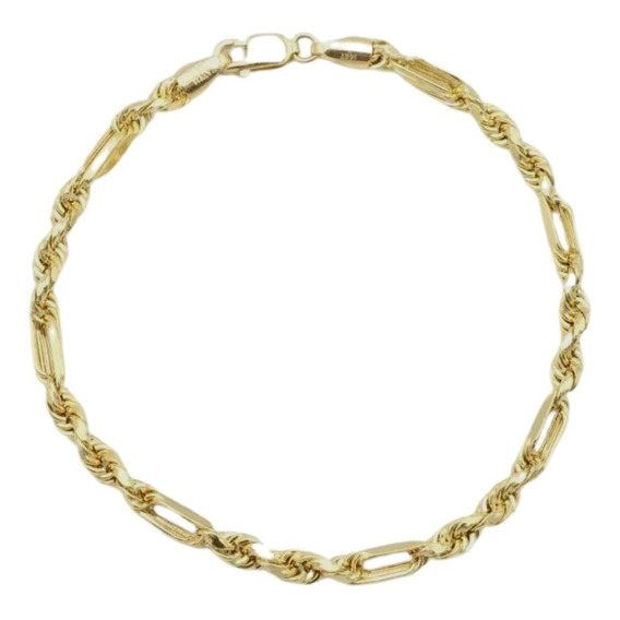 Pulsera Figaro Torzal Torsal Milano 4mm 10k Oro Italy 18cm Diámetro 6 Cm Largo 18 Cm