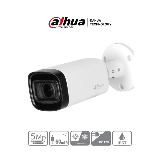 Cámara Bala Dahua 5mp Vf Motorizada Ir60mt Hdcvi Ip67 Metal Color Blanco