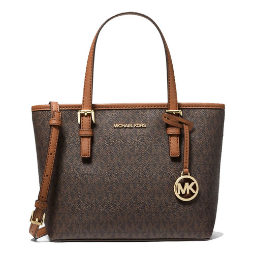 Bolsa Michael Kors Original Jet Set Travel Tote X-small Café Acabado de los herrajes Dorado Color Marrón Color de la correa de hombro Marrón claro Diseño de la tela Monograma