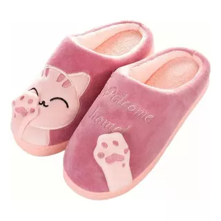 Pantuflas Peluche Gatos Lindas Cómodas Mujer Hombre Parejas