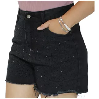 Short Jeans Mujer Mezclilla Denim Brillantes - Adcesorios