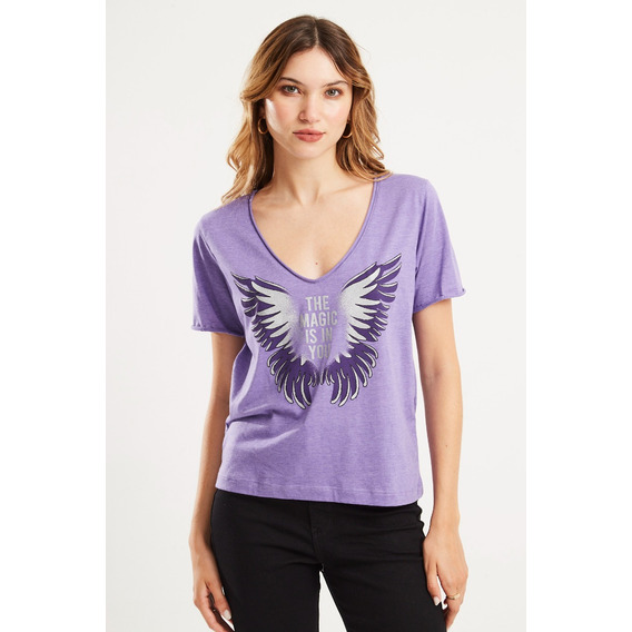 Remera Esc  V  Termina Al Corte Festival Violet Koxis Mujer