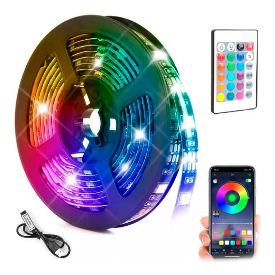 Cinta Luces Led Tira Rgb 5050 2m Bluetooth + Control Rem Ax®