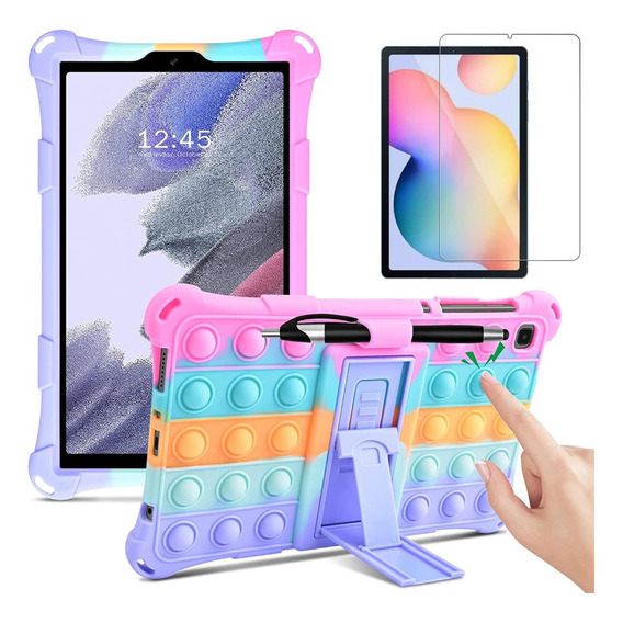 Mica + Funda Para Galaxy Tab S6 Lite Con Correa Pop It