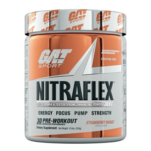 Suplemento en polvo GAT Sport  Advanced Pre-Workout Nitraflex aminoácidos sabor strawberry/mango en pote de 300g