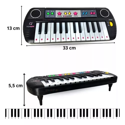 Teclado Infantil Eletrônico Musical para Criança com Microfone Preto -  Aladim Kids