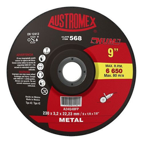 Disco De Corte Metal 9 Plg Austromex 568 1 Pz