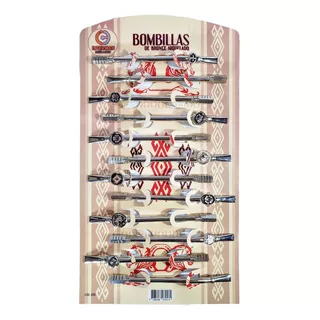 Bombilla Bronce Niquelado Dije Y Base Hexagonal Blister X36u