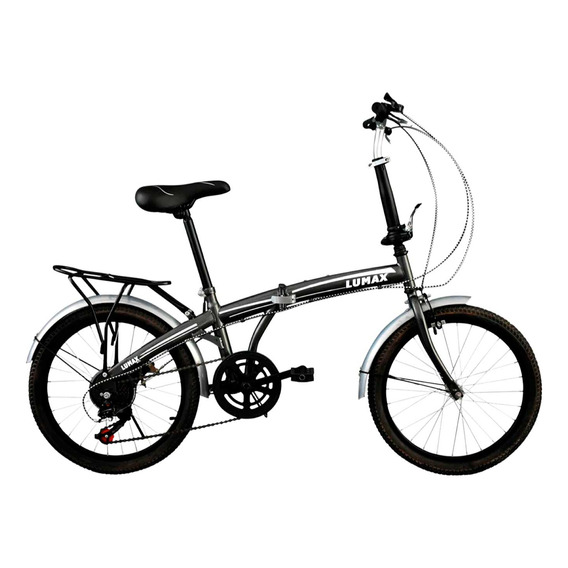 Bicicleta Plegable Lumax 7 Cambios Parrilla Trasera Gris