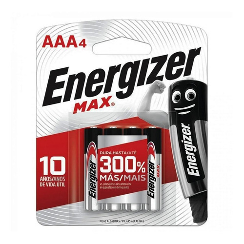 Pila AAA Energizer MAX E92 Cilíndrica - pack de 4 unidades