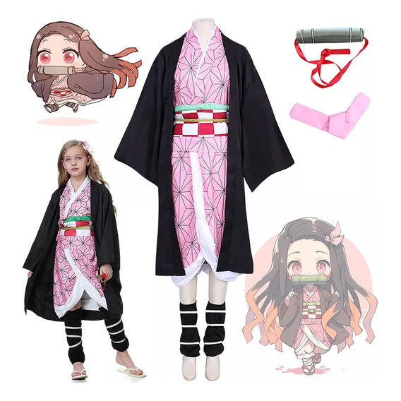 Disfraz De Demon Slayer Cosplay Kimono Traje Para Niños-nezu