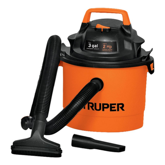 Aspiradora Truper Aspi-03 11l 2 Hp Sólidos Y Líquidos 120v Color Naranja/Negro