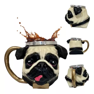 Caneca Pug 3d Geek Dog Xícara Cachorro Pet De Resina 210ml